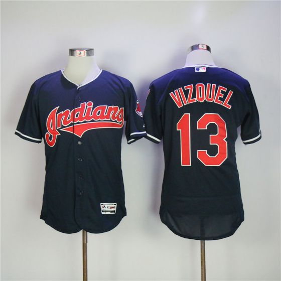 Men Cleveland Indians #13 Vizquel Blue Elite MLB Jerseys->->MLB Jersey